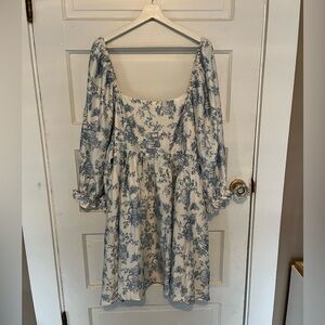 Blue and White Floral Dress